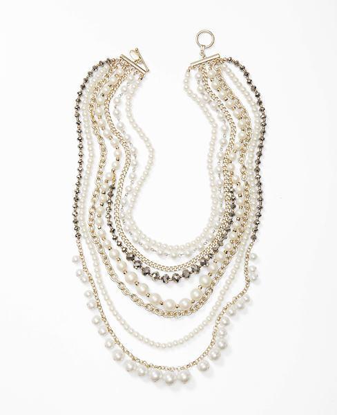 Ann Taylor Pearlized Crystal Statement Necklace