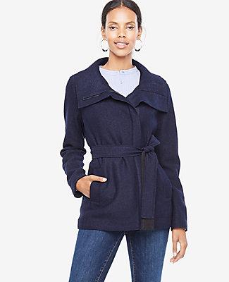 Ann Taylor Boiled Wool Funnel Jacket