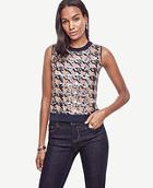 Ann Taylor Sequin Houndstooth Cropped Ann Shell