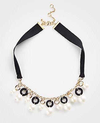 Ann Taylor Pearlized Wrapped Hoop Necklace