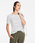 Ann Taylor Striped Matte Jersey Boatneck Tee