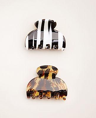 Ann Taylor Animal Print Claw Hair Clip Set