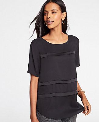 Ann Taylor Shimmer Striped Tee