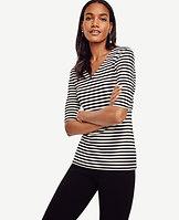 Ann Taylor Striped V-neck Top