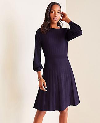 Ann Taylor Mixed Media Flare Sweater Dress