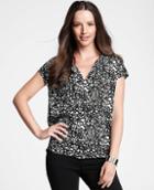 Ann Taylor Split Neck Popover Squiggle Print Top