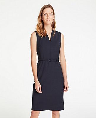 Ann Taylor Belted Sheath Dress In Tropical Wool