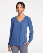 Ann Taylor Piped V-neck Blouse