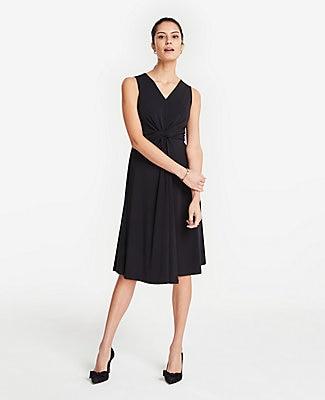 Ann Taylor Matte Jersey Knot Front Midi Dress