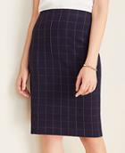 Ann Taylor The Pencil Skirt In Navy Windowpane Bi-stretch