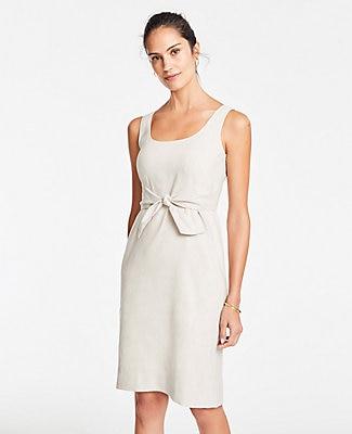 Ann Taylor Linen Blend Tie Front Sheath Dress