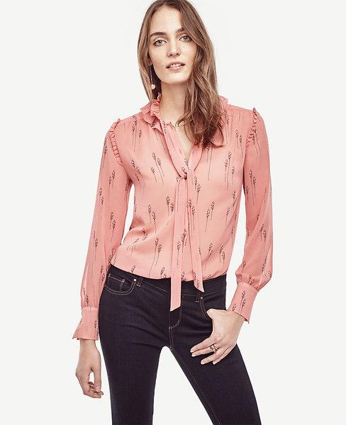 Ann Taylor Leafy Ruffle Collar Blouse