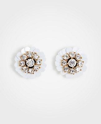 Ann Taylor Sequin Crystal Floral Stud Earrings