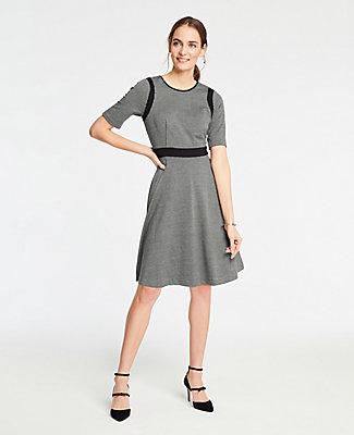 Ann Taylor Windowpane Plaid Flare Dress