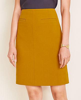 Ann Taylor Topstitched Doubleweave Pocket Skirt