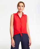 Ann Taylor Linen Blend Sleeveless Button Down Shirt
