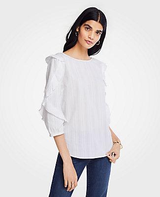 Ann Taylor Ruffle Sleeve Blouse