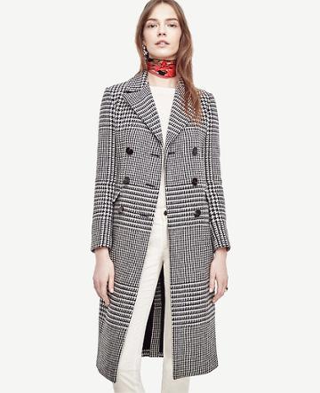 Ann Taylor Double Breasted Plaid Coat