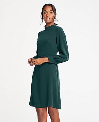 Ann Taylor Mock Neck Flare Dress