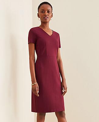 Ann Taylor Cap Sleeve V-neck Ponte Sheath Dress