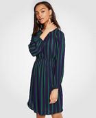 Ann Taylor Stripe Gathered Flare Dress