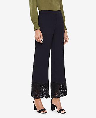 Ann Taylor Cropped Lace Hem Pants