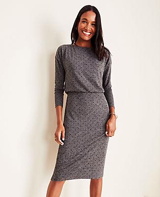 Ann Taylor Dot Shirred Sheath Dress