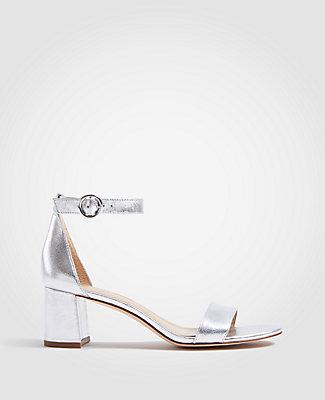 Ann Taylor Nicole Metallic Leather Block Heel Sandals