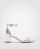 Ann Taylor Nicole Metallic Leather Block Heel Sandals