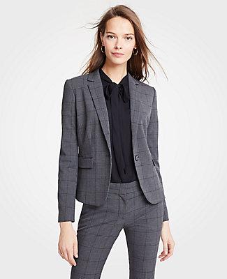Ann Taylor Glen Plaid One Button Blazer