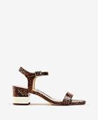 Ann Taylor Kennedy Snake Print Leather Metal Heeled Sandals