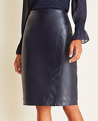 Ann Taylor Faux Leather Wrap Pencil Skirt