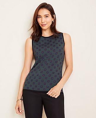 Ann Taylor Geo Seasonless Yarn Boatneck Sweater Shell