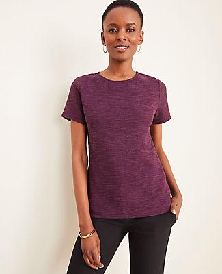 Ann Taylor Tweedy Button Back Tee