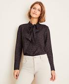 Ann Taylor Spotted Bow Neck Blouse