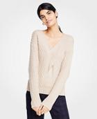 Ann Taylor V-neck Ribbed Cable Sweater