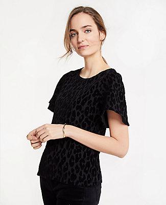 Ann Taylor Velvet Spotted Flutter Tee