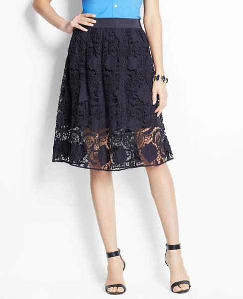 Ann Taylor Trellis Lace Skirt, Dark Sky - Size 0