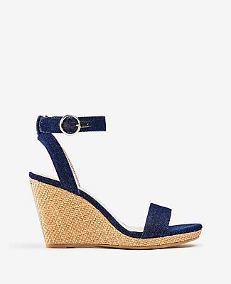 Ann Taylor Amma Denim Wedge Sandals