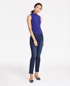 Ann Taylor Straight Crop Jeans In Classic Mid Indigo Wash