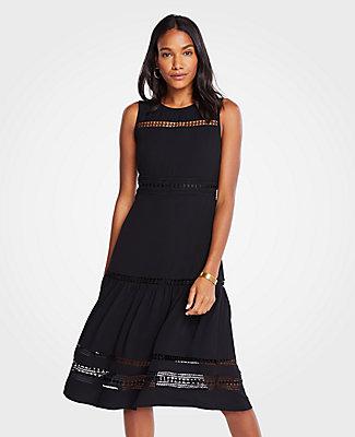 Ann Taylor Lace Trim Midi Dress