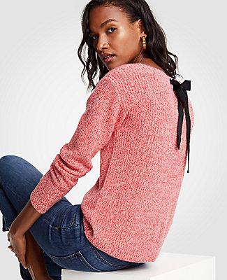 Ann Taylor Marled Tie Back Sweater