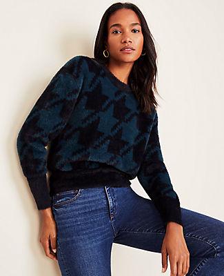 Ann Taylor Brushed Houndstooth Sweater