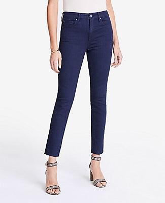 Ann Taylor High Waist Straight Leg Ankle Jeans In Evening Sea Wash