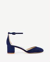 Ann Taylor Haley Suede Round Toe Ankle Pumps