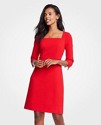 Ann Taylor Doubleweave Square Neck Flare Dress