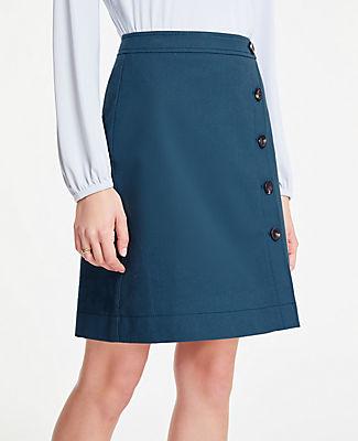 Ann Taylor Textured Buttoned A-line Skirt