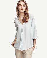 Ann Taylor Matte Jersey Pleated Top
