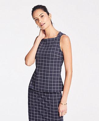 Ann Taylor Windowpane Envelope Neck Shell