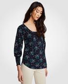 Ann Taylor Floral Smocked Cuff Top